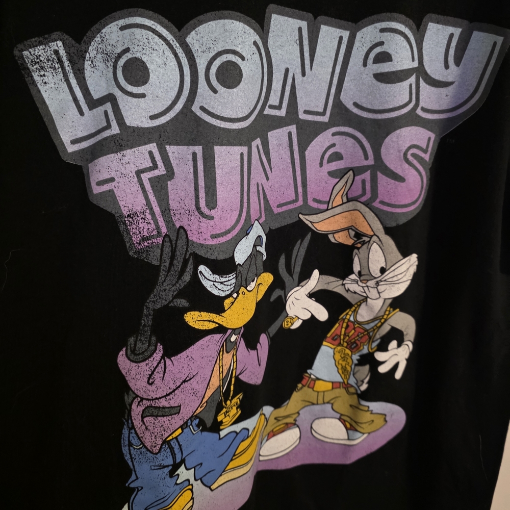 Looney Tunes Daffy Duck & Bugs Bunny Graphic Tee Black Size Large - Picture 2 of 5